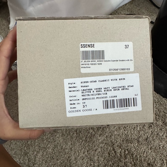 Golden Goose White and Silver Sneakers